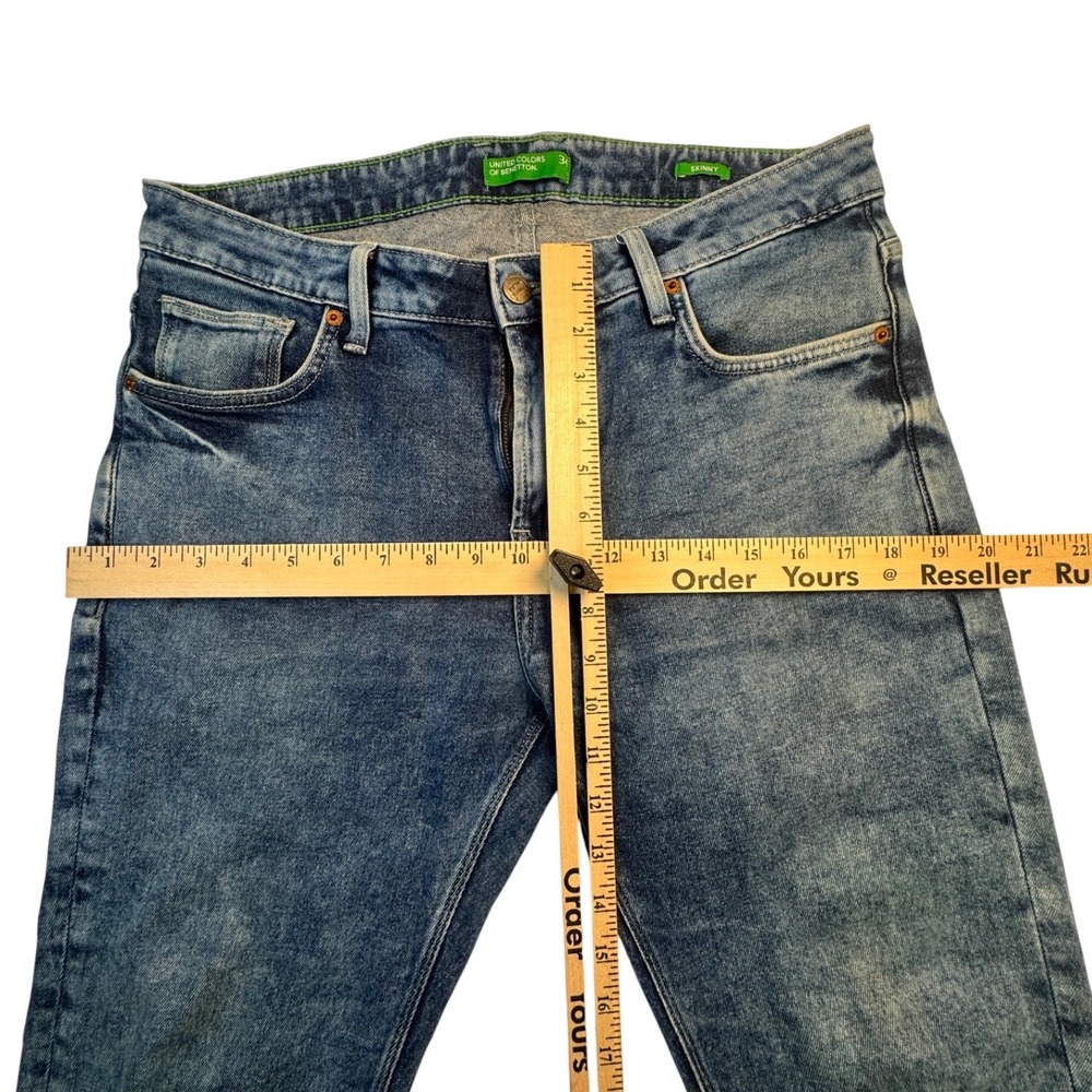 United Colors of Benetton Mens Skinny Blue Acid Wash Stretch Jeans 34 - Picture 4 of 10